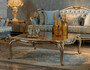 Casa Padrino Luxus Barock Couchtisch Silber / Gold - Handgefertigter Massivholz Wohnzimmertisch - Barock Wohnzimmer M�bel