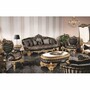 Casa Padrino Luxus Barock Couchtisch Schwarz / Wei� / Gold 145 cm - Ovaler Barockstil Wohnzimmertisch - Barockstil Wohnzimmer M�bel