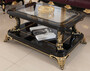 Casa Padrino Luxus Barock Couchtisch mit Glasplatte Schwarz / Gold - Prunkvoller Massivholz Wohnzimmertisch im Barockstil - Barock Wohnzimmer M�bel - Edel & Prunkvoll