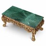 Casa Padrino Luxus Barock Mahagoni Couchtisch mit Marmorplatte Gr�n / Antik Gold 122 cm - Barockstil Hotel & Wohnzimmer M�bel