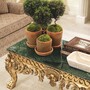 Casa Padrino Luxus Barock Mahagoni Couchtisch mit Marmorplatte Gr�n / Antik Gold 122 cm - Barockstil Hotel & Wohnzimmer M�bel