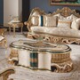 Casa Padrino Luxus Barock Couchtisch Wei� / Beige / Gr�n / Gold 165 cm - Barock Wohnzimmer M�bel