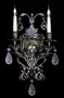 Casa Padrino Luxus Barock Kristall Doppel Wandleuchte Antik Bronze / Violett 30 x 22 x H. 52 cm - Prunkvolle Barockstil Wandlampe mit hochwertigem Amethyst Stein und Kristallglas - Made in Italy 