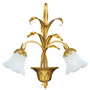 Casa Padrino Luxus Barock Doppel Wandleuchte Gold mit Patina / Wei� 46 x 16 x H. 49 cm - Elegante Barockstil Wandlampe mit edlem Murano Glas - Barock Leuchten - Luxus Qualit�t - Made in Italy 