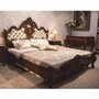 Casa Padrino Luxus Barock Doppelbett Dunkelbraun / Gold - Barock Schlafzimmer M�bel