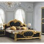 Casa Padrino Luxus Barock Doppelbett mit Glitzersteinen Schwarz / Gold - Schlafzimmer M�bel
