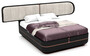 Casa Padrino Luxus Doppelbett Grau / Schwarz / Kupfer 330 x 215 x H. 120 cm - Massivholz Bett mit gepolstertem Kopfteil - Schlafzimmer M�bel - Hotel M�bel - Luxus M�bel