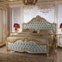 Casa Padrino Luxus Barock Doppelbett Hellblau / Gold 180 x 200 cm - Prunkvolles Barockstil Bett - Barock Schlafzimmer & Hotel M�bel