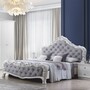 Casa Padrino Luxus Barock Doppelbett Grau / Wei� - Barock Schlafzimmer M�bel