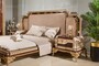 Casa Padrino Luxus Barock Doppelbett mit 2 Nachtkommoden Grau / Dunkelbraun / Gold - Barock M�bel