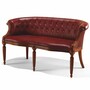 Casa Padrino Luxus Barock Echtleder Sofa Bordeauxrot / Braun 136 cm - Made in Italy 