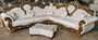 Casa Padrino Luxus Barock Ecksofa Creme / Gold 