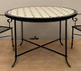 Casa Padrino Luxus Jugendstil Esstisch Creme / Schwarz  120 x H. 75 cm - Runder handgefertigter Schmiedeeisen Gartentisch mit Keramik Mosaik Fliesen Tischplatte - Garten & Esszimmer M�bel