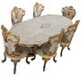 Casa Padrino Luxus Barock Esstisch Creme / Beige / Schwarz / Gold - Ovaler Barockstil K�chentisch - Luxus Esszimmer M�bel im Barockstil - Barock Esszimmer M�bel - Barock Einrichtung