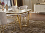 Casa Padrino Luxus Esstisch Wei� / Gold 207 x 104 x H. 78 cm - Rechteckiger K�chentisch - Luxus Esszimmer M�bel