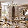 Casa Padrino Luxus Barock Esstisch Wei� / Blau / Gold 280 cm - Ovaler Esszimmertisch mit Glasplatten - Barock Esszimmer M�bel