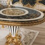 Casa Padrino Luxus Barock Esstisch Wei� / Blau / Gold 280 cm - Ovaler Esszimmertisch mit Glasplatten - Barock Esszimmer M�bel