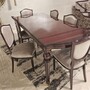 Casa Padrino Luxus Barock Esszimmer Set Grau / Rotbraun / Gold - 1 Barock Esstisch & 6 Barock Esszimmerst�hle