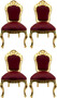 Casa Padrino Luxus Barock Esszimmerstuhl Set Bordeauxrot / Gold - 4 handgefertigte Esszimmerst�hle mit Lederoptik - Barock Esszimmer M�bel