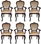 Casa Padrino Luxus Barock Esszimmer Set Creme / Braun 60 x 47 x H. 99 cm - 6 handgefertigte Esszimmerst�hle mit Armlehnen - Barock Esszimmerm�bel