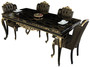 Casa Padrino Luxus Barock Esszimmer Set Schwarz / Gold - 1 Esszimmertisch & 6 Esszimmerst�hle - Edle Barock Esszimmer M�bel - Edel & Prunkvoll