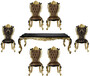 Casa Padrino Luxus Barock Esszimmer Set Braun / Schwarz / Gold - 1 Esstisch & 6 Esszimmerst�hle - Prunkvolle Esszimmer M�bel im Barockstil
