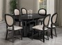 Casa Padrino Luxus Barock Esszimmer Set Silber / Schwarz - 1 Esstisch & 6 Esszimmerst�hle