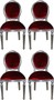 Casa Padrino Luxus Barock Esszimmer Set Medaillon Bordeauxrot / Silber 50 x 52 x H. 99 cm - 4 handgefertigte Esszimmerst�hle - Barock Esszimmerm�bel