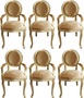Casa Padrino Luxus Barock Esszimmer Set Medaillon Gold / Gold 58 x 54 x H. 103 cm - 6 handgefertigte Esszimmerst�hle mit Armlehnen - Barockm�bel