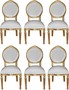 Casa Padrino Luxus Barock Esszimmer Set Medaillon Wei� / Gold 50 x 52 x H. 99 cm - 6 handgefertigte Esszimmerst�hle - Barock Esszimmerm�bel
