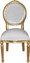 Casa Padrino Luxus Barock Esszimmer Set Medaillon Wei� / Gold 50 x 52 x H. 99 cm - 6 handgefertigte Esszimmerst�hle - Barock Esszimmerm�bel