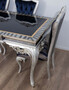 Casa Padrino Luxus Barock Esszimmer Set Blau / Silber - 1 Esstisch & 6 Esszimmerst�hle - Handgefertigte Barock Esszimmer M�bel