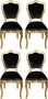 Casa Padrino Luxus Barock Esszimmer Set Schwarz / Gold 45 x 46 x H. 99 cm - 4 handgefertigte Esszimmerst�hle - Barock Esszimmerm�bel