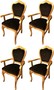 Casa Padrino Luxus Barock Esszimmer Set Schwarz / Gold 60 x 47 x H. 99 cm - 4 handgefertigte Esszimmerst�hle mit Armlehnen - Barock Esszimmerm�bel