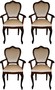 Casa Padrino Luxus Barock Esszimmer Set Creme / Braun 60 x 47 x H. 99 cm - 4 handgefertigte Esszimmerst�hle mit Armlehnen - Barock Esszimmerm�bel
