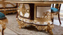 Casa Padrino Luxus Barock Esszimmer Set Wei� / Braun / Blau / Gold - 1 Barock Esstisch & 6 Barock Esszimmerst�hle - Barock Esszimmer M�bel - Edel & Prunkvoll