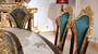 Casa Padrino Luxus Barock Esszimmer Set Wei� / Braun / Blau / Gold - 1 Barock Esstisch & 6 Barock Esszimmerst�hle - Barock Esszimmer M�bel - Edel & Prunkvoll
