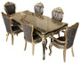 Casa Padrino Luxus Barock Esszimmer Set Lila / Antik Gold / Schwarz - 1 Barock Esstisch & 6 Barock Esszimmerst�hle - Luxus Esszimmer M�bel im Barockstil - Prunkvolle Barock Esszimmer M�bel