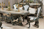 Casa Padrino Luxus Barock Esszimmer Set Wei� / Gr�n / Gold - 1 Barock Esstisch & 6 Barock Esszimmerst�hle - Barock Esszimmer M�bel - Luxus M�bel im Barockstil - Edel & Prunkvoll - Luxus Qualit�t