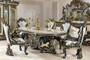 Casa Padrino Luxus Barock Esszimmer Set Wei� / Gr�n / Gold - 1 Barock Esstisch & 6 Barock Esszimmerst�hle - Barock Esszimmer M�bel - Luxus M�bel im Barockstil - Edel & Prunkvoll - Luxus Qualit�t