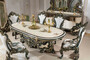 Casa Padrino Luxus Barock Esszimmer Set Wei� / Gr�n / Gold - 1 Barock Esstisch & 6 Barock Esszimmerst�hle - Barock Esszimmer M�bel - Luxus M�bel im Barockstil - Edel & Prunkvoll - Luxus Qualit�t