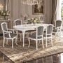 Casa Padrino Luxus Barock Esszimmer Set Wei� / Silber - 1 Esstisch & 6 St�hle - Made in Italy 