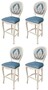 Casa Padrino Luxus Barock Barstuhl 4er Set Blau / Wei� H. 120 cm - Barock Bar M�bel