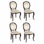 Casa Padrino Luxus Barock Esszimmer Stuhl 4er Set Creme / Dunkelbraun - Barockstil M�bel
