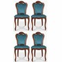 Casa Padrino Luxus Barock Esszimmer Stuhl 4er Set Blau / Braun - Barock M�bel