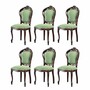 Casa Padrino Luxus Barock Esszimmer Stuhl 6er Set Gr�n / Dunkelbraun H. 100 cm - Barock Esszimmer M�bel
