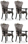 Casa Padrino Luxus Barock Esszimmer Stuhl 4er Set mit Armlehnen Silber / Schwarz / Silber - Prunkvolle Barockstil K�chen St�hle - Luxus Barock Esszimmer M�bel - Edel & Prunkvoll