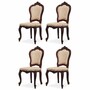 Casa Padrino Luxus Barock Esszimmer Stuhl 4er Set mit Muster Beige / Braun H. 103 cm