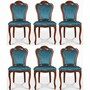 Casa Padrino Luxus Barock Esszimmer Stuhl 6er Set Blau / Braun - Barock M�bel