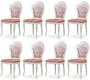 Casa Padrino Luxus Barock Esszimmer Stuhl 8er Set mit elegantem Muster Rosa / Wei� - Barockstil K�chen St�hle - Prunkvolle Luxus Esszimmer M�bel im Barockstil - Edel & Prunkvoll